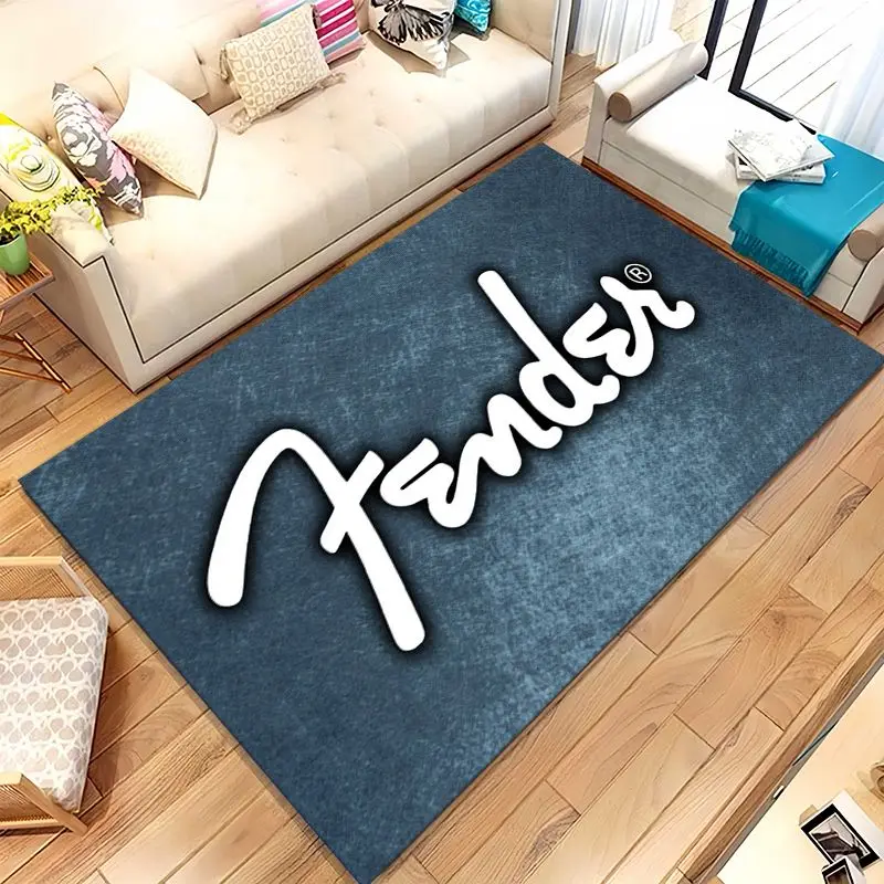 Vintage Fender Guitar Rock Music Area Rug,Soft Non-Slip Carpet Mat for Living Room Bedroom Playroom,Sofa Floor Rug,Home Decor