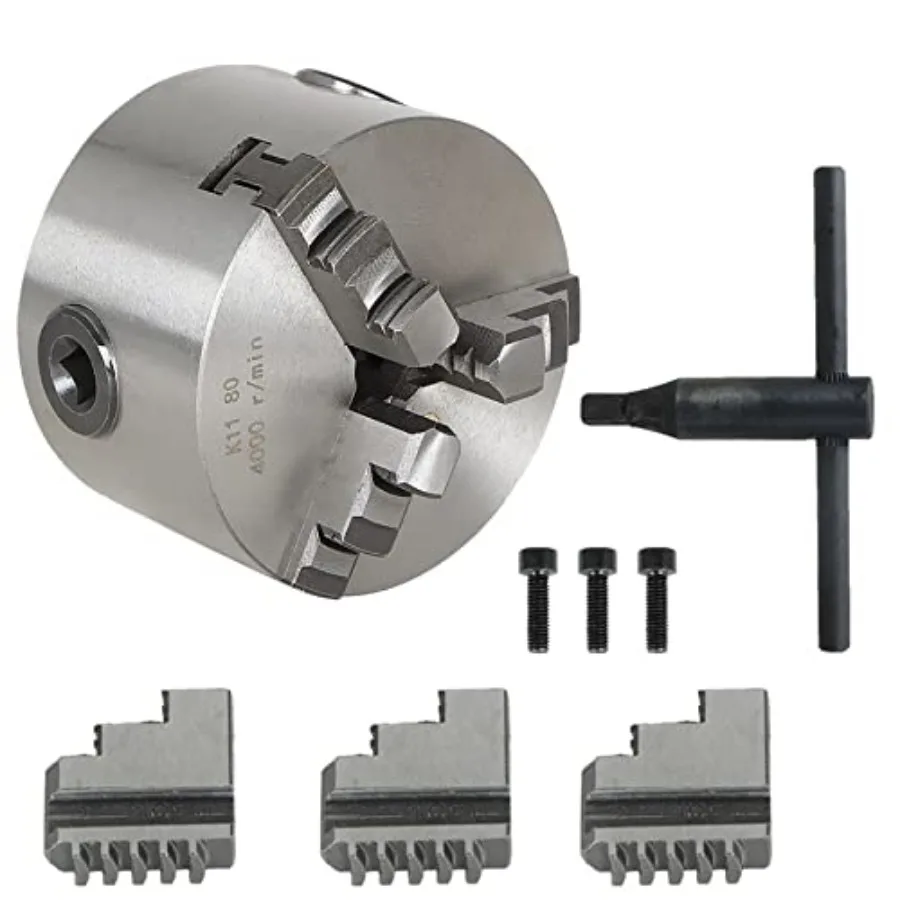 

K11-80 3 Inch 3 Jaw Self Centering Lathe Chuck 3" for CNC Drilling Milling Machine Total 2 Set of Jaws