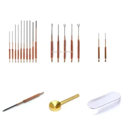Heating Fire Needle/ Fire Needle Box/Locator and Alcohol Burner Set for Acupuncture Needle Massage Point Treatment