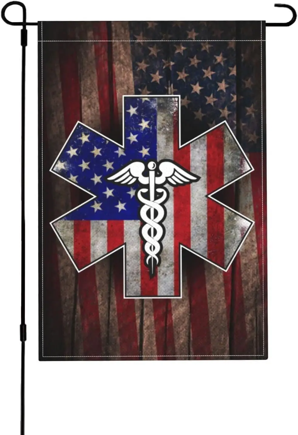 EMS Star of Life EMT Paramedic Medic American Garden Home Flag House Flags Double Sided for Outdoor Custom 12x18 Inch