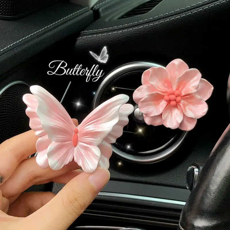 Butterfly Car Air Vent Perfume Decor Flower Aroma Stone Car Accessories
