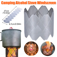 Portable Titanium Wind Shield Stainless Steel Outdoor Stove Windscreen Portable Alcohol Stove Rack for Outdoor Camping Hiking