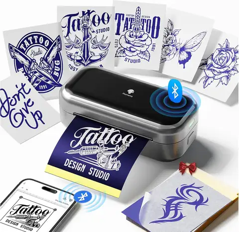 Mini Tattoo Stencil Printer with Bluetooth, Includes 30 Transfer Papers for Beginners and Artists