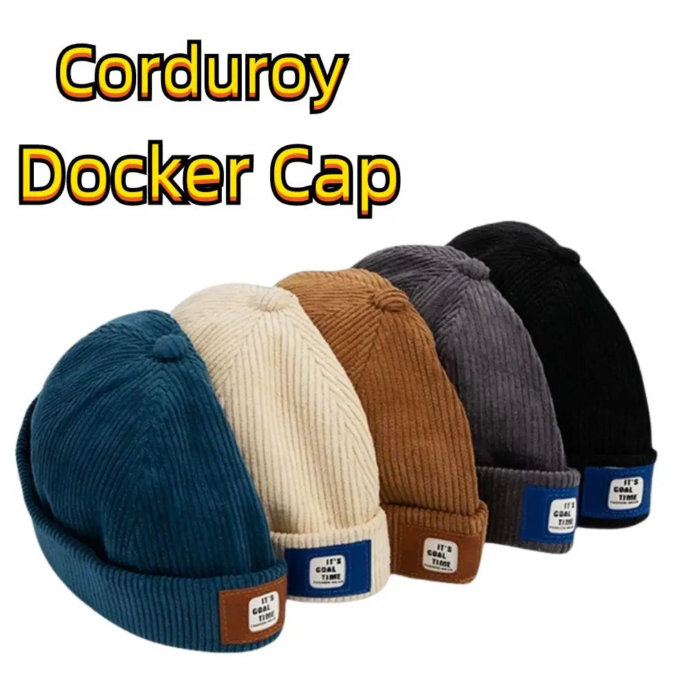 

Унисекс, вельветовая однотонная шапка-бини, ретро-кепка моряка-докера, без полей, шляпа оренде, мужская и женская шляпа в стиле хип-хоп, регулируемая купольная шляпа