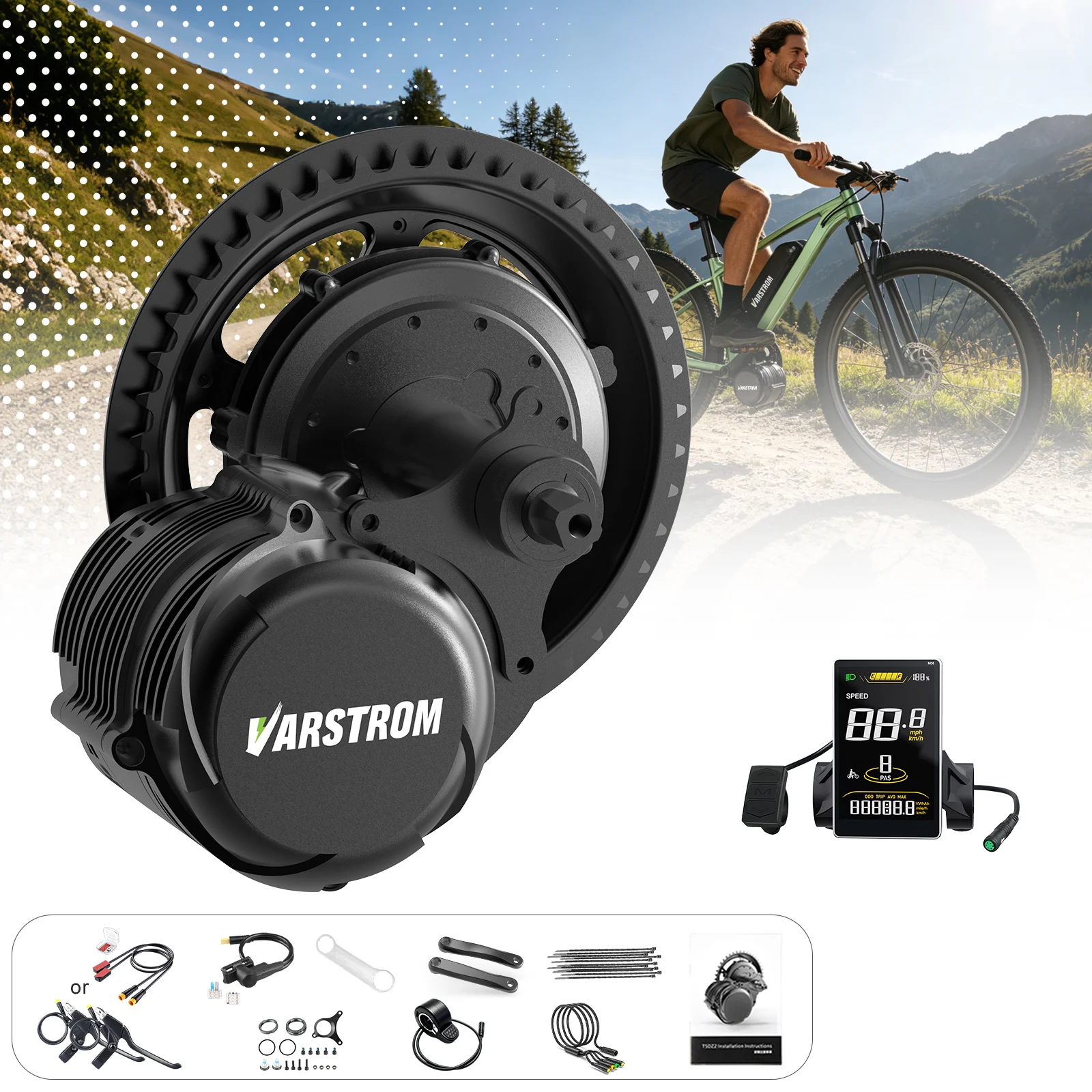 Torque Sensor Mid Drive Motor Kit - Varstrom 1000W 750W 500W Mid Drive