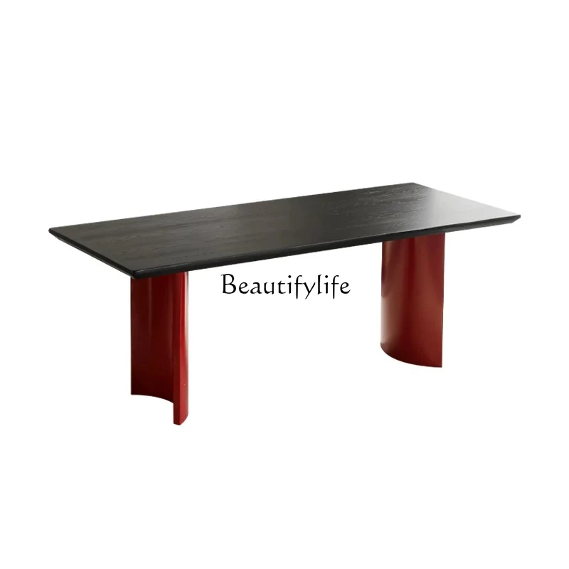 Tavolo da pranzo medievale in legno massello nordico, scrivania familiare minimalista alla moda