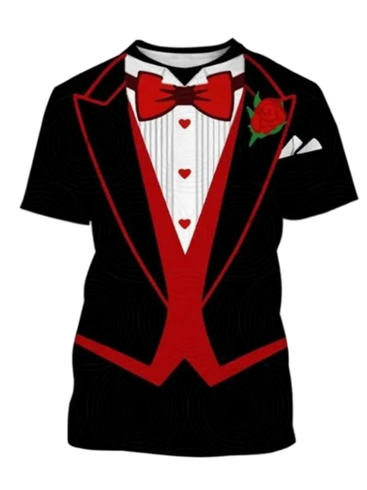 

Men's Clothing T-Shirt Funny Formal 3D Printed Short Sleeve Summer Outdoor Humor Design Business Casual Large Size Men's T-Shirt