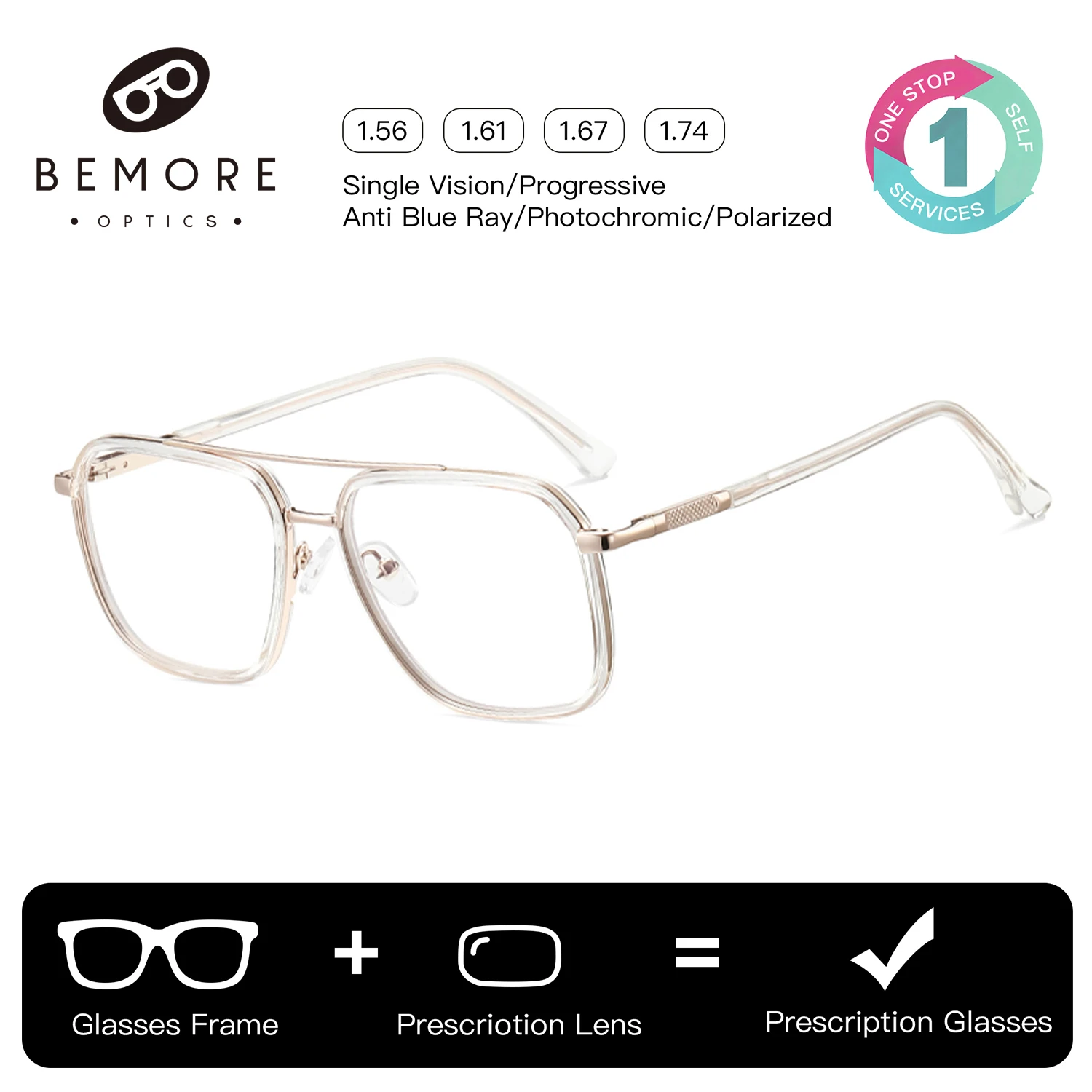 

Очки BEMORE металлические, мужские, для коррекции зрения, фотохромные, с защитой от синего света, оптические, мультифокальные