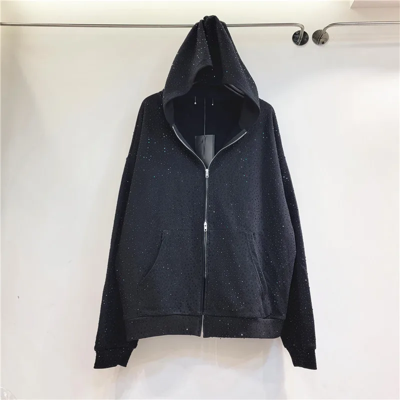 2024 Spring Autumn New Heavy Industry Full Sky Star Hot Rolled Diamond Fashion Loose Long Sleeved Hooded Sweatshirt Women LX034