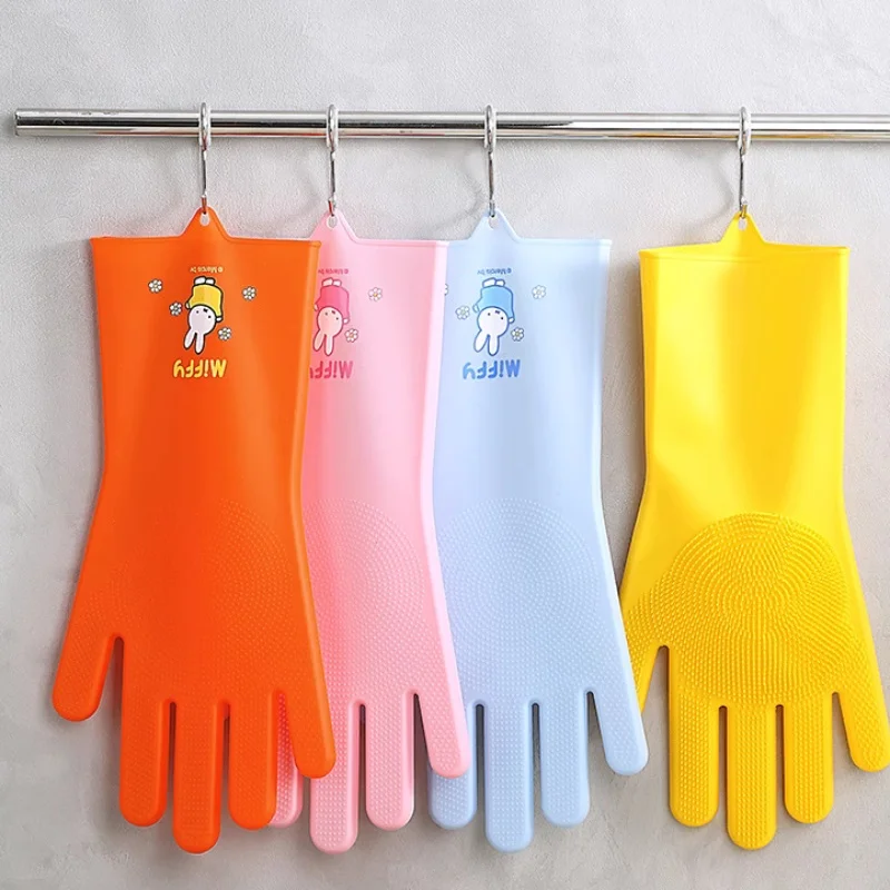 

Miffy перчатки для мытья посуды Kawaii для девочек кухонные силиконовые противоскользящие износостойкие корейские перчатки для чистки дома с героями мультфильмов