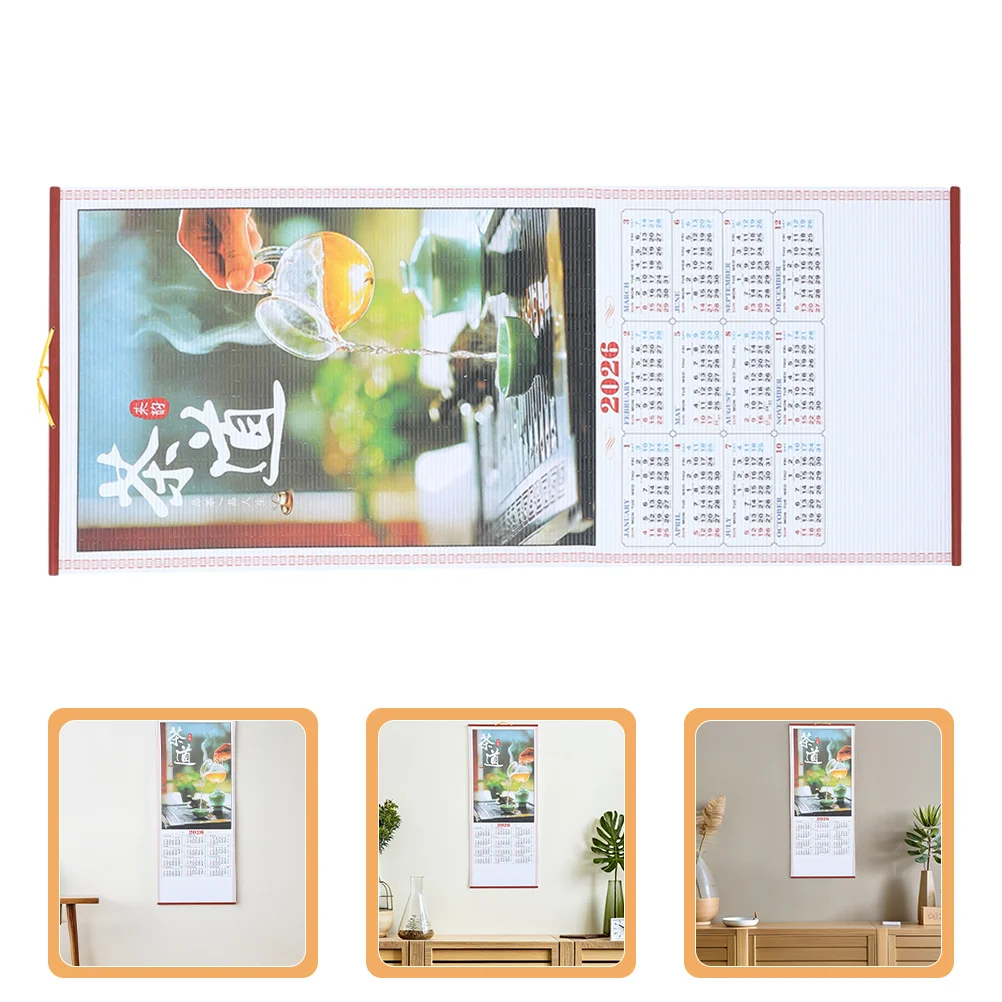 

2Pcs Chinese Wall Calendar 2026 Year of The Horse Lunar Calendar Hanging Scroll New Year Decoration Spring Festival Planner Home