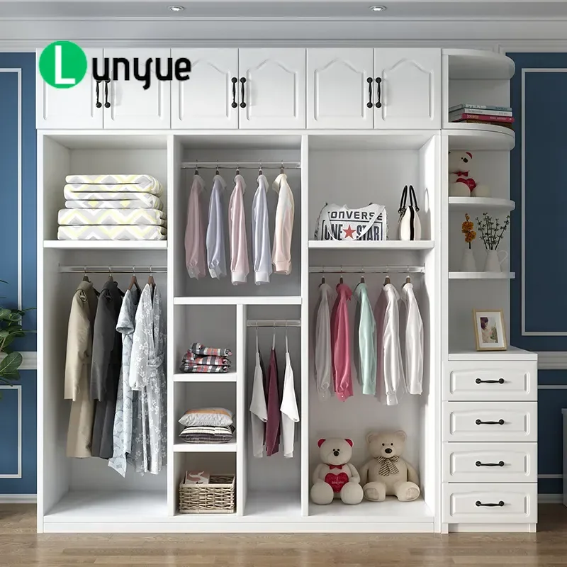 European Style Simple Wardrobe for Bedroom Small Apartment Children Rental Room Large Capacity Storage Locker Cabinet
