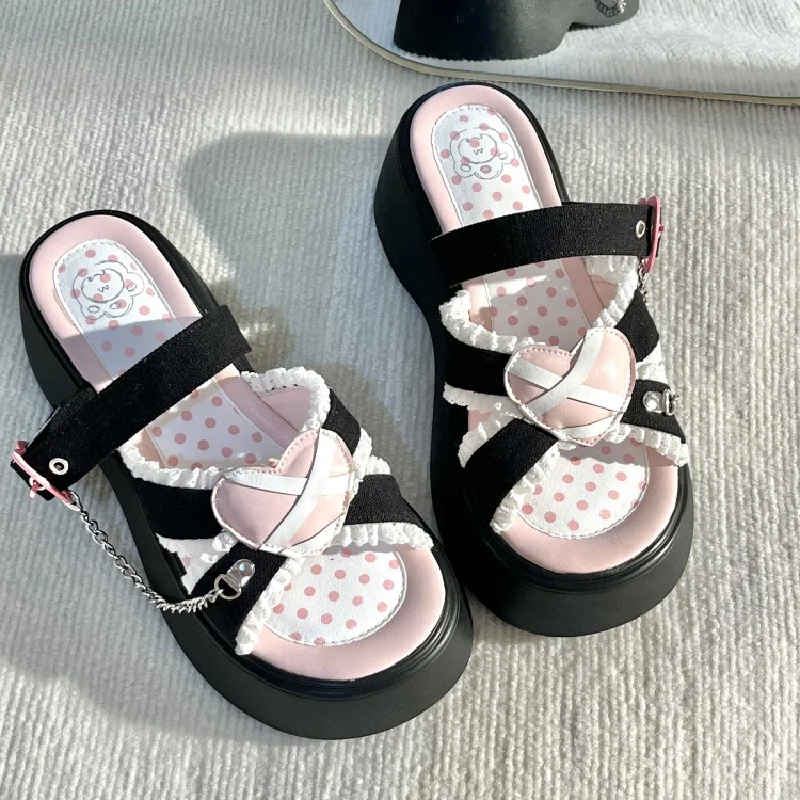 

Оригинальные тапочки в стиле Лолиты Spicy Girl Sweetheart на толстой подошве, милые модные тапочки в стиле японской Лолиты для девочек