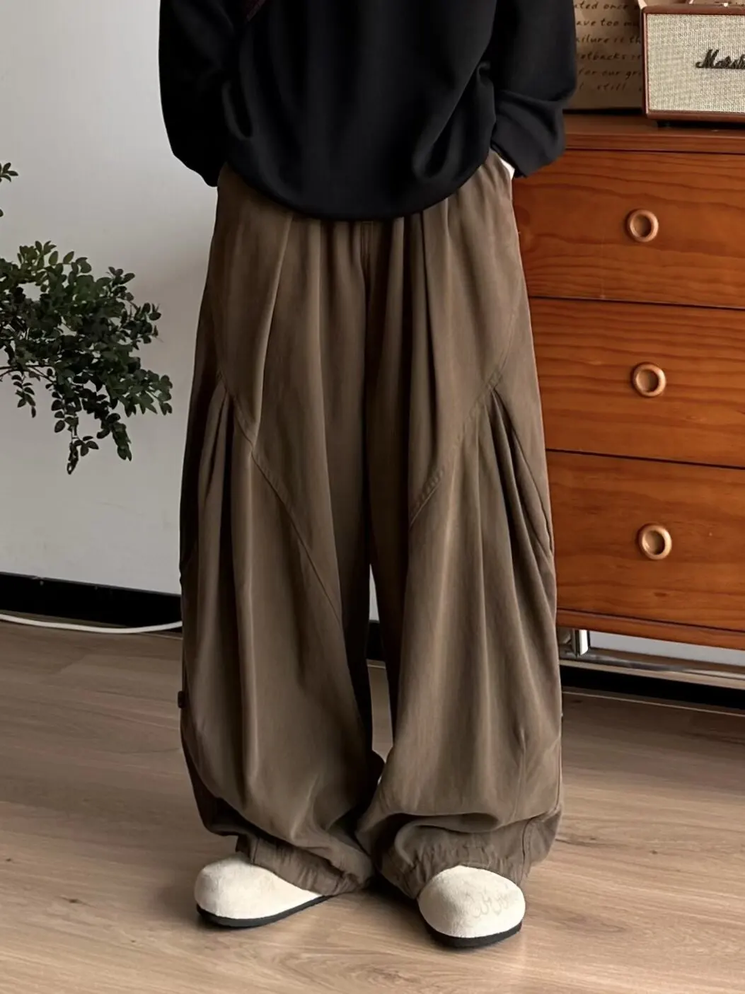 Calças Casuais Retrô Japonesas com Pregas, Jeans Largos e Soltos, Estilo Universitário Unissex, Versátil para Trabalho, Calça...