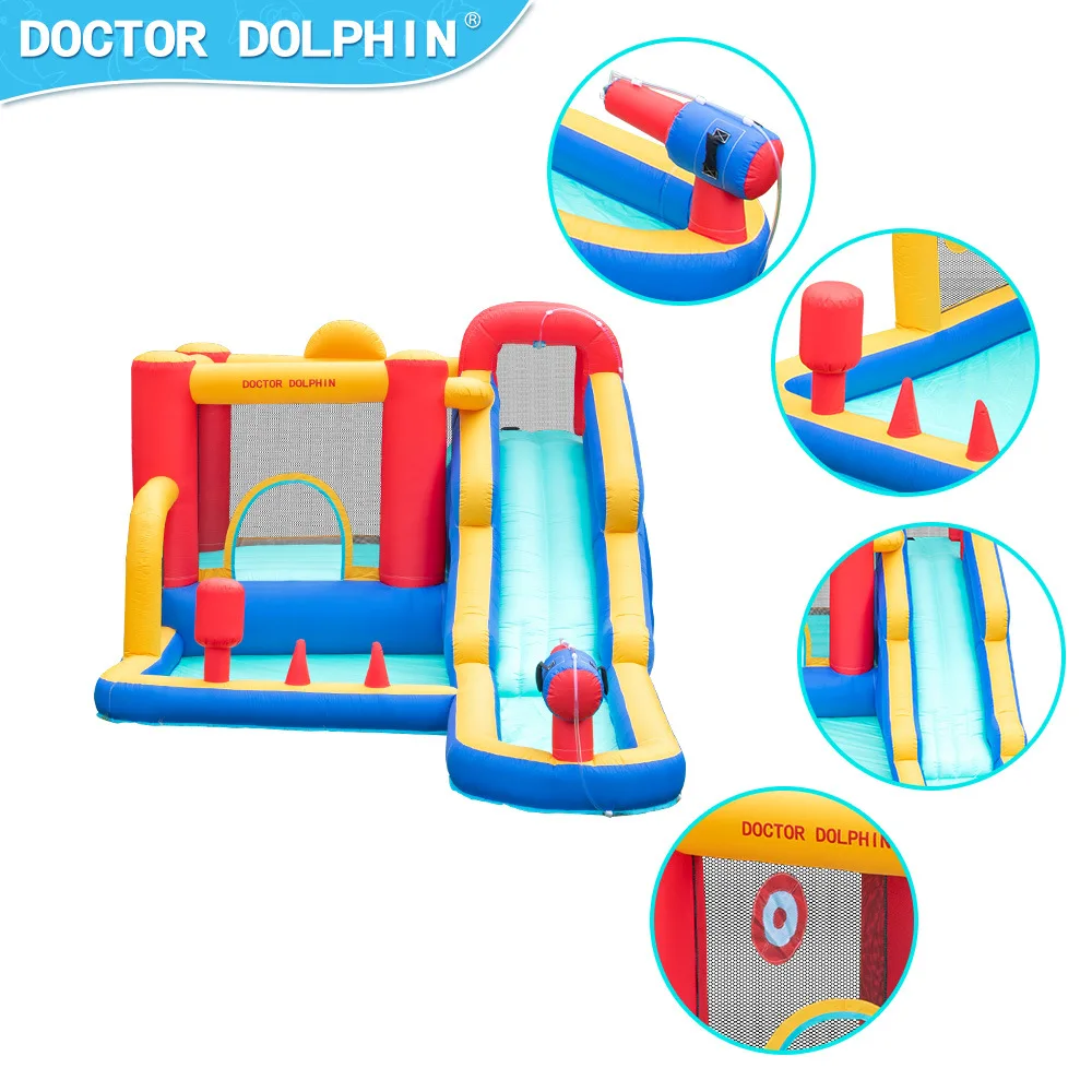 돌핀 박사 풍선 바운서 어린이용 홈 캐슬 풍선 워터 슬라이드 어린이 파티 장난감 풍선 점핑 성