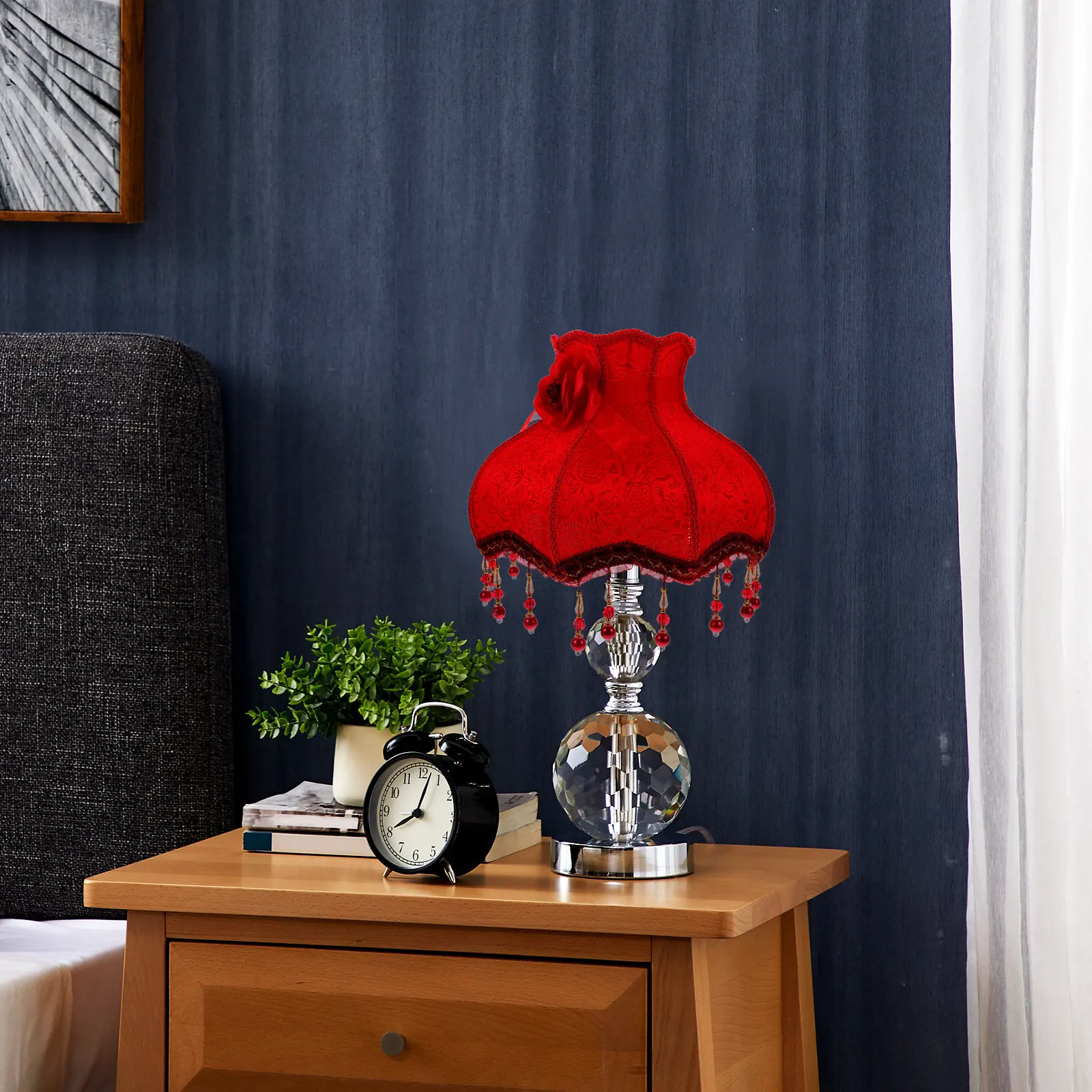 

Декоративный винтажный тканевый абажур в европейском стиле, купольный, с цветочными бусинами, для настольной лампы, сменный чехол для спальни, гостиной, кабинета