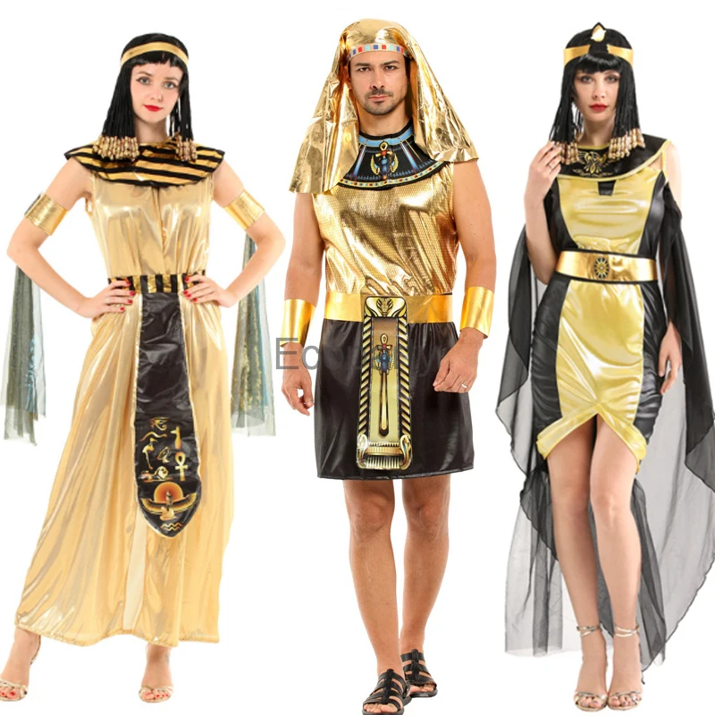 

Halloween Ancient Egypt Egyptian Pharaoh Costume Men King Cleopatra Queen Cosplay Carnival Party Medieval Couple Party Outfits