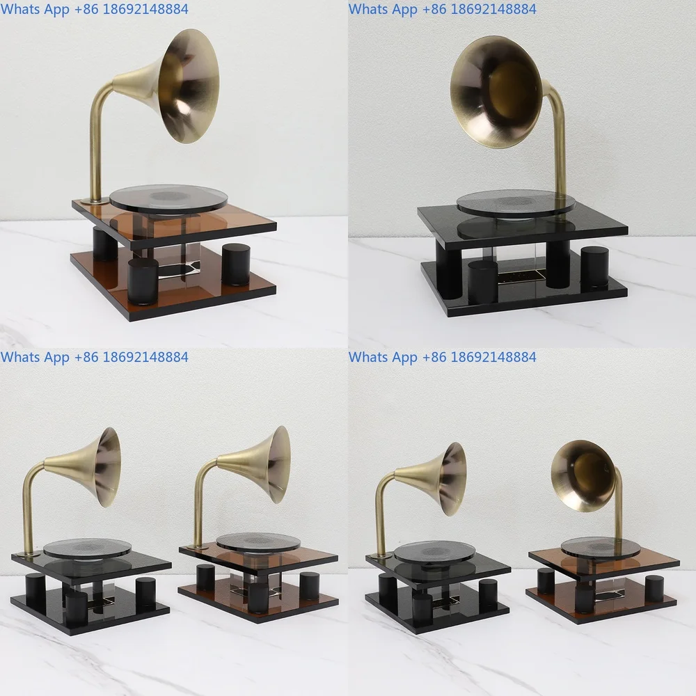 

Luxury European Vintage Style Record Player Single Speaker Gramophone Decor for Showroom Hotel and Exhibition Hall