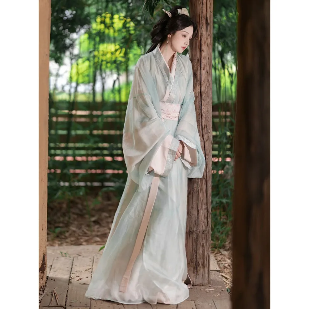 Modified Hanfu Women Adult Wei Jin Style Work Wearable Summer Full Set Dress