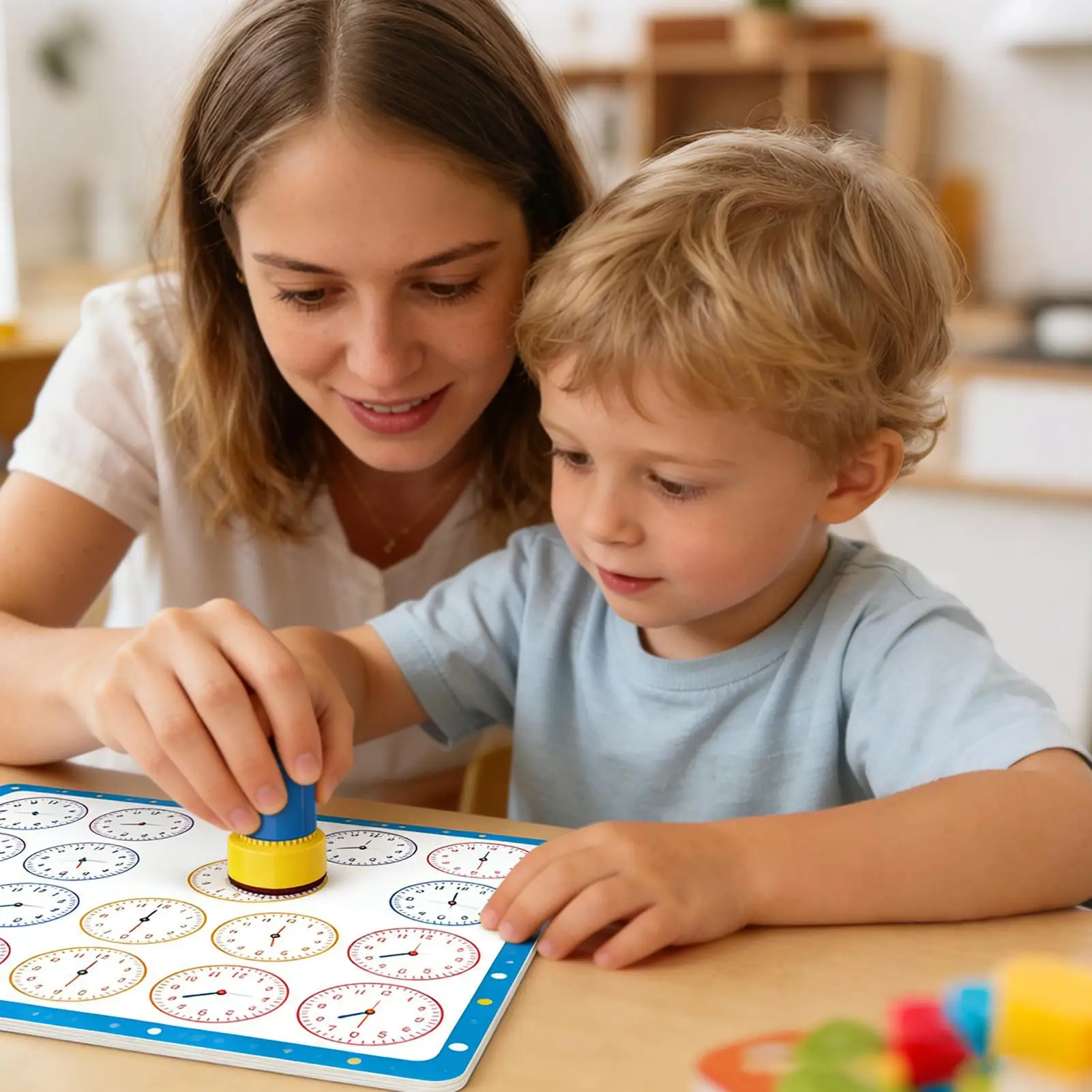 School Supplies Stamps Teaching Aids Kids Toy Student Teaching Tools Clock Stamp Clock Dial Learning Recognition