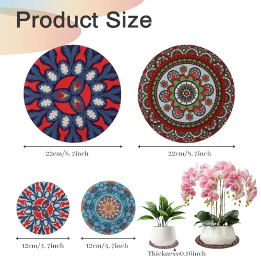 8Pcs Boho Plant Coaster and Mat Floor Protectors for Indoor Outdoor Pots Flower Saucer and House Accessories Protect Table Desk