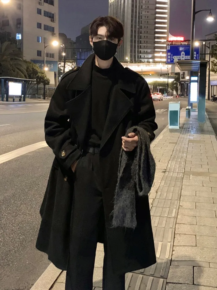 

Мужское шерстяное пальто немецкого стиля, средней длины, ниже колена, ветрозащитное, повседневное, модное, осенне-зимнее, высококачественное, в британском стиле, повседневное.