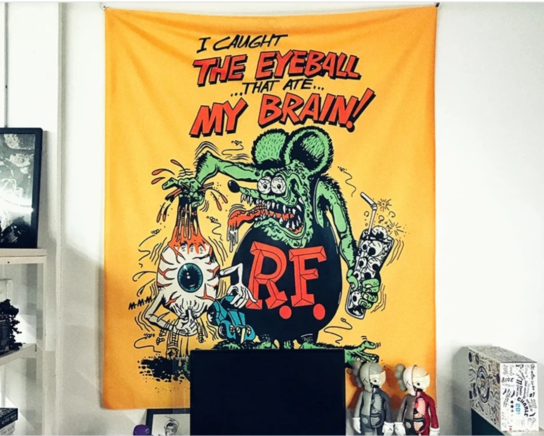 Tapestry Rat fink Room Decor Bedroom Bathroom Tapices Ratfink Decoration boho Wall art hanging aesthetic bohemian decor mandalas