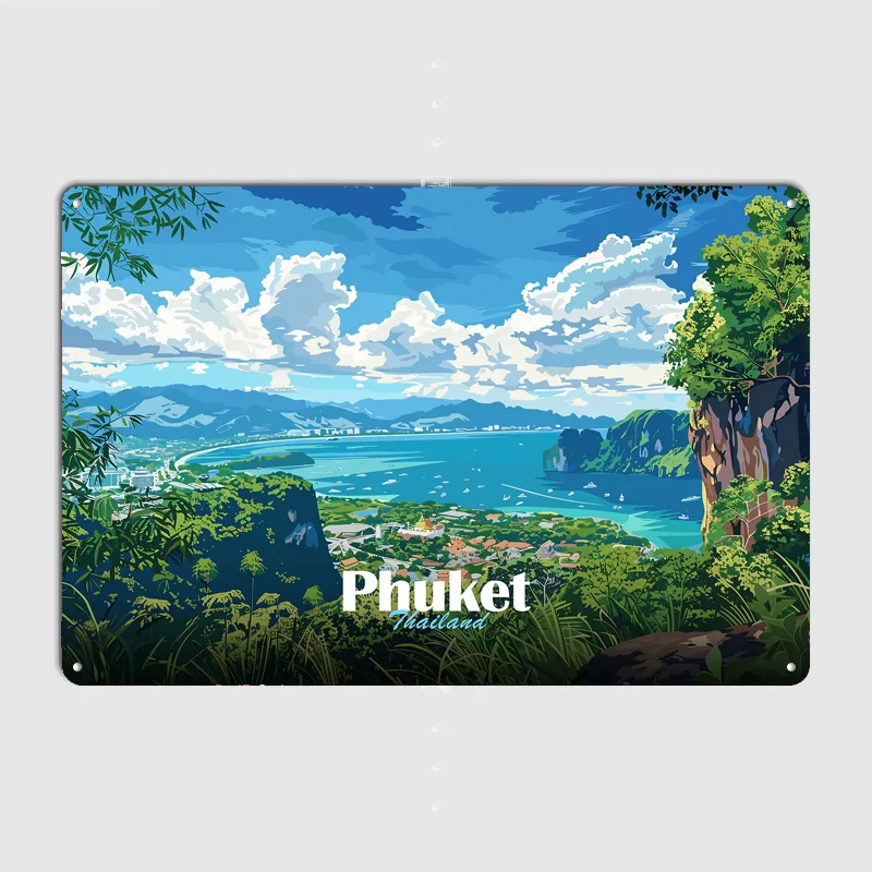 Phuket Island Landscape Scenery Travel Poster Metal Tin Sign Indoor Outdoor Home Decor Bar Custom Posters Wall Room Decorations