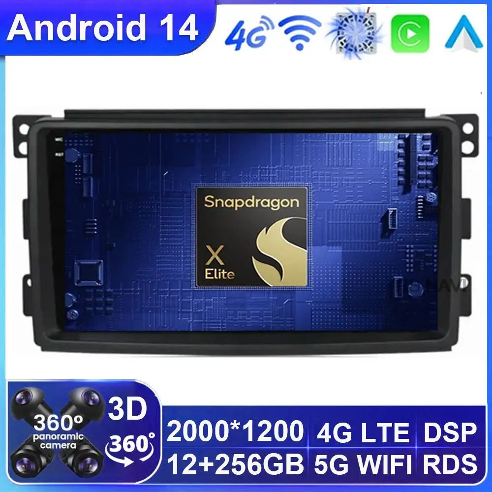 

Android 14 Car For Smart Fortwo W451 2006 - 2009 Carplay Auto Multimedia Video Player Navigation Head Unit WIFI+4G DSP GPS BT