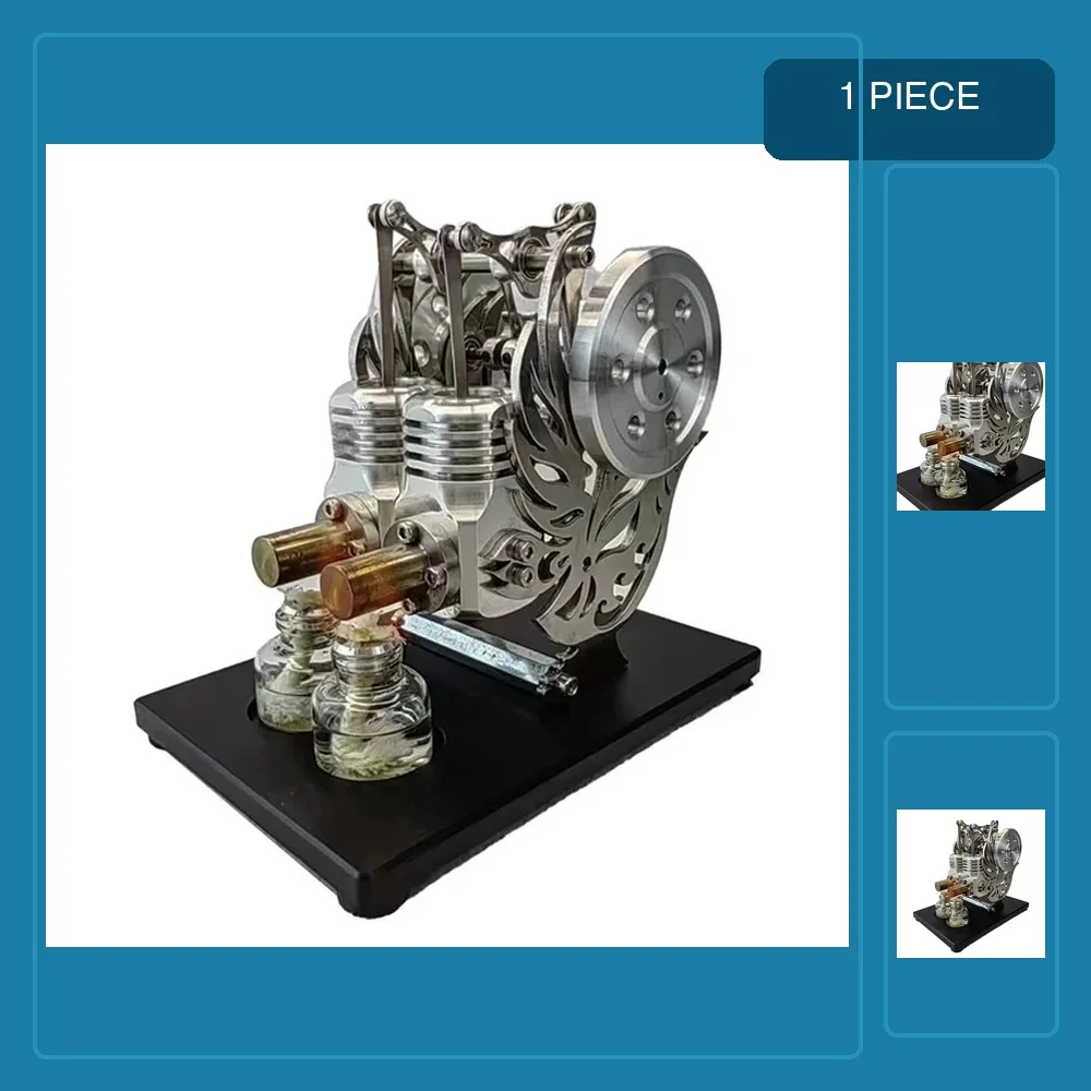 Twin Cylinder Stirling Engine Model Flying Pigeon Style Mini External Combustion Engine Can Generate Electricity Mechanical