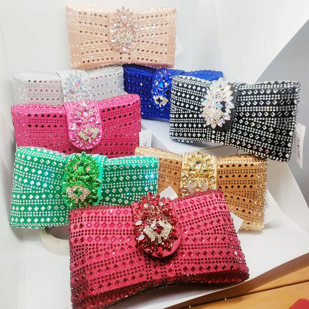 Chaliwini  Bling Bling Diamond Flow Clutch Evening Bag Luxury Women Bag Shoulder Handbags Diamond Bags Lady Wedding Party Pouch