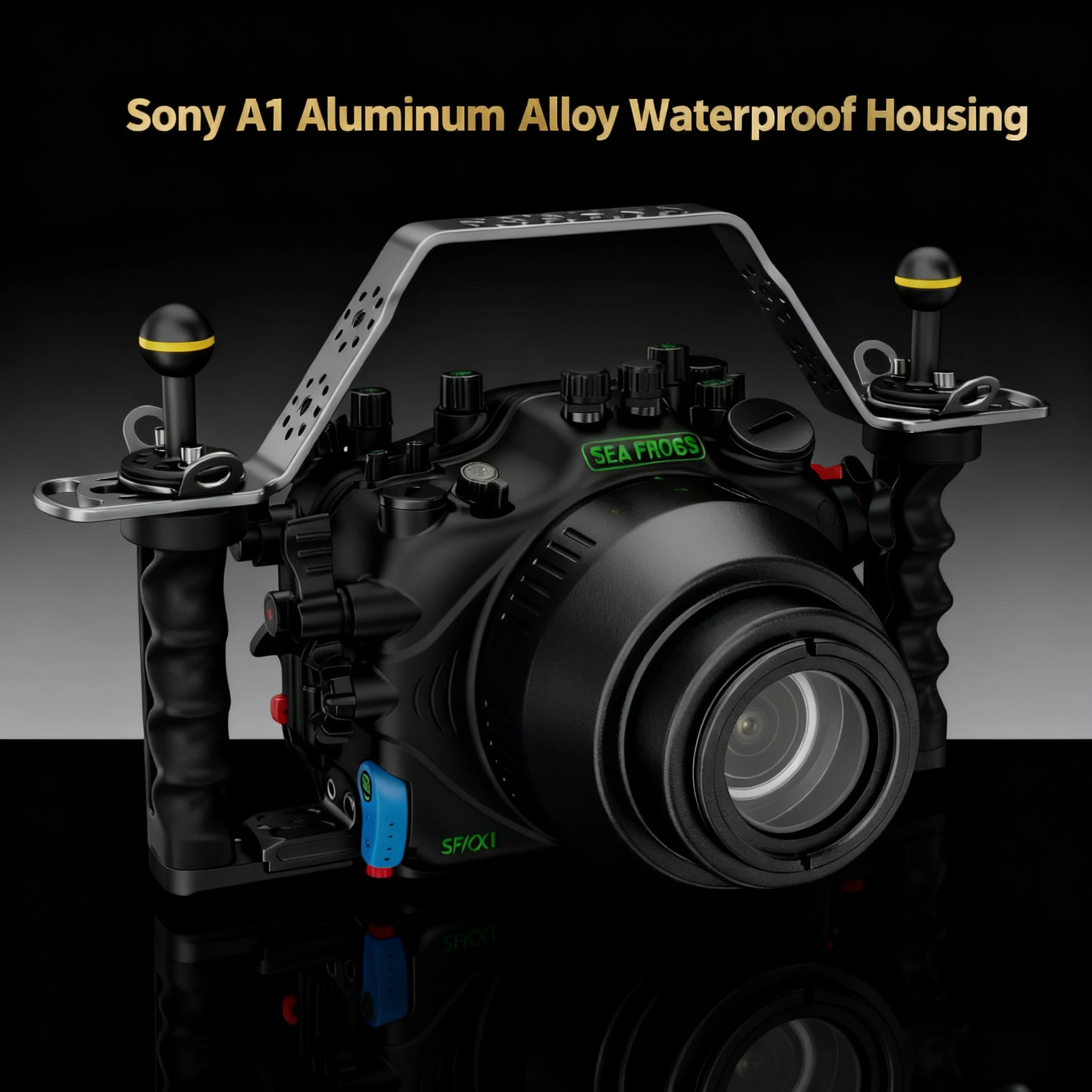 Seafrogs Aluminum Alloy Case For sony A1 100m/328ft Underwater Camera Housing with Macro barrel (Zoom gear included)