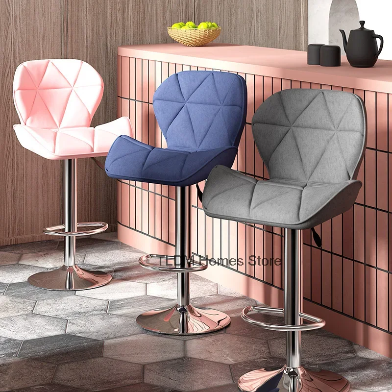 Sillas De Bar ajustables Vintage, taburete De Bar moderno y elegante, cómodo, color rosa, diseño De otomanas, muebles De lujo