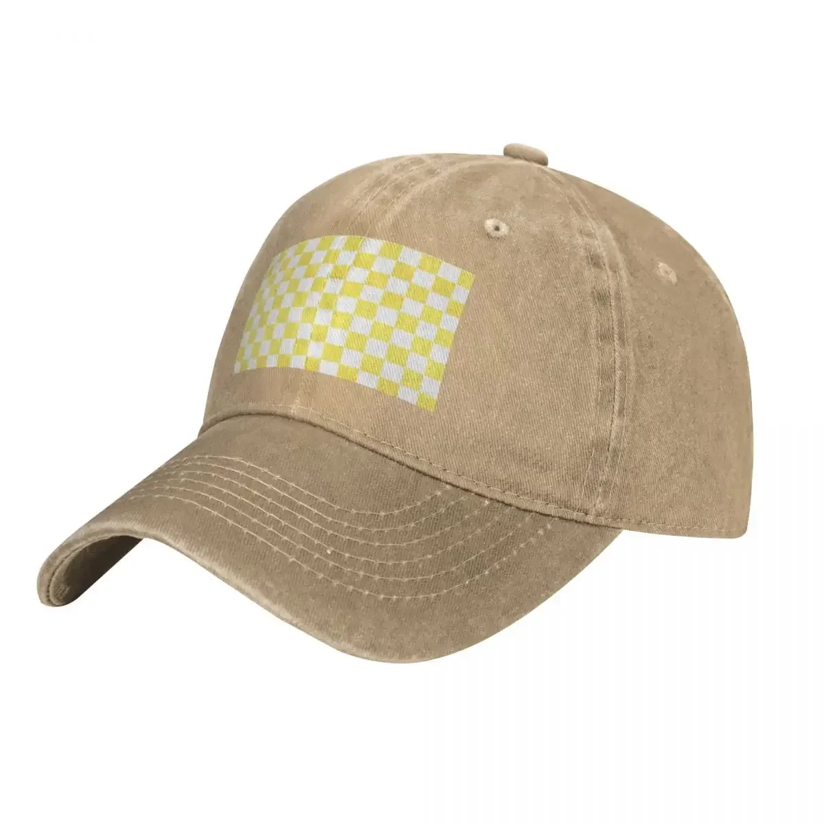 Chapeau de cowboy à carreaux pour hommes et femmes, chapeaux de Noël animés, jaune et blanc, luxe, 1