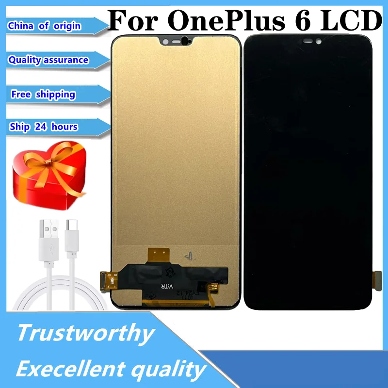 6,28-дюймовый TFT для OnePlus 6 A6000 A6003, ЖК-дисплей, дигитайзер сенсорного экрана в сборе для One Plus 6, запасные части для ЖК-дисплея
