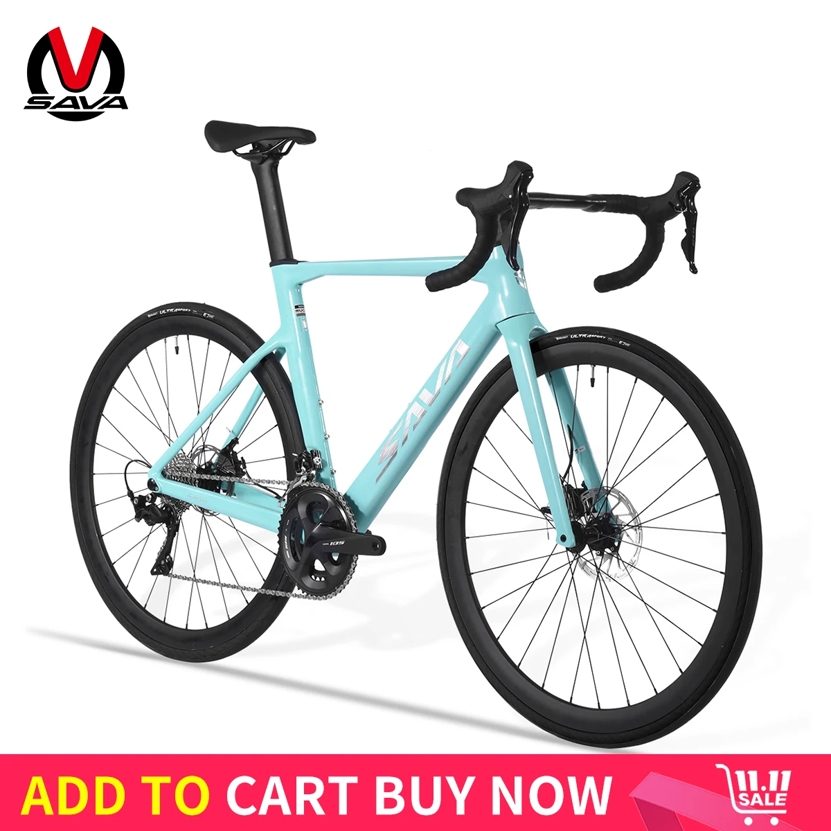 SAVA A7 Carbon Fiber Road Bike with SHIMAN0 105 R7000 Kit 22 Speed Dual Disc Brake Road Bike Race Bike 8.9kg CE/UCI Approved