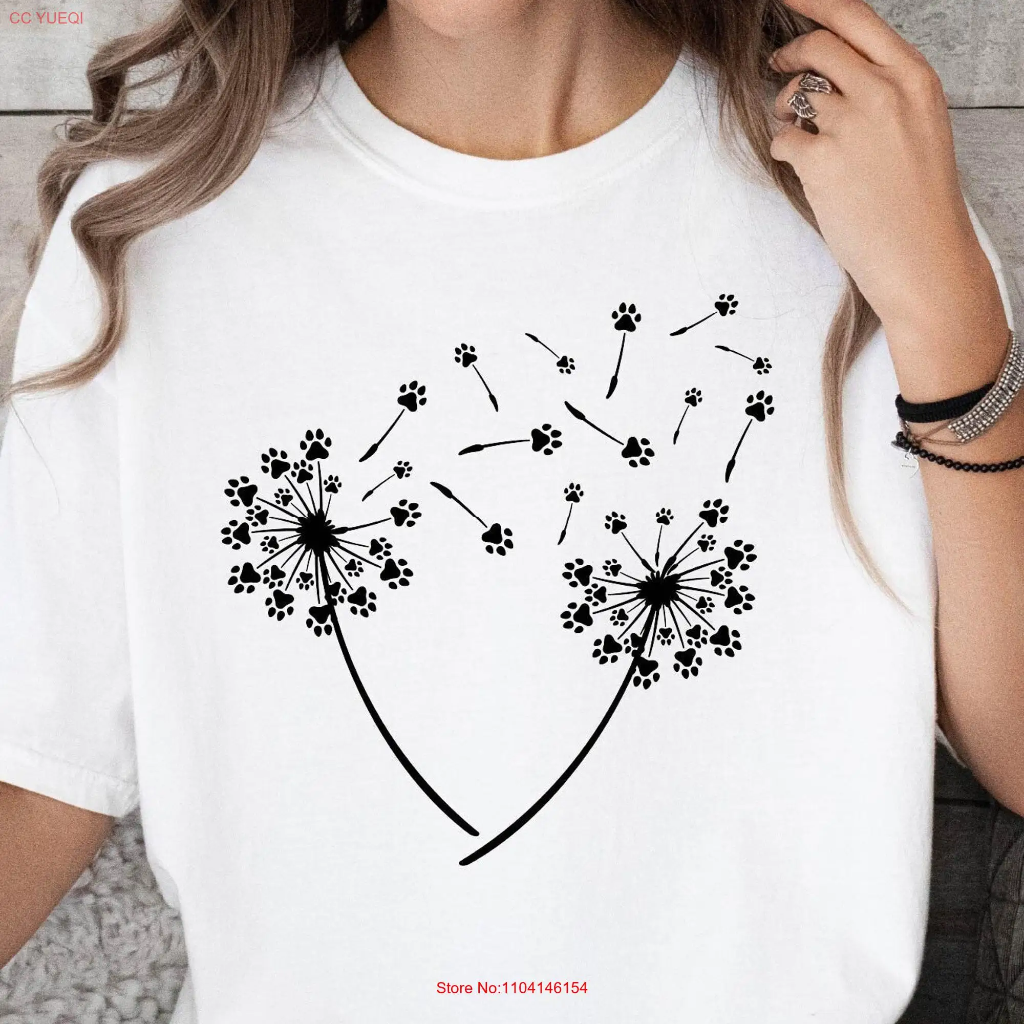 Dandelion Paw PrinT T Shirt Dog Mom Love Dogs Rescue Mama Fur Animal Lover Pug long or short sleeves