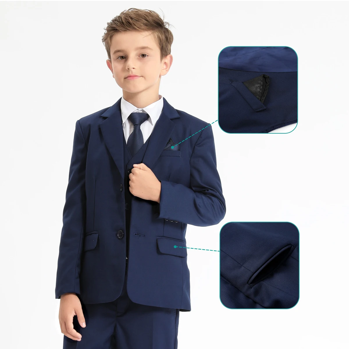 Kids Wedding Suits for Boys Easter Church Blazer Children Graduation Party Prom Tuxedo Teenager Flower Dress Costume 5PCS