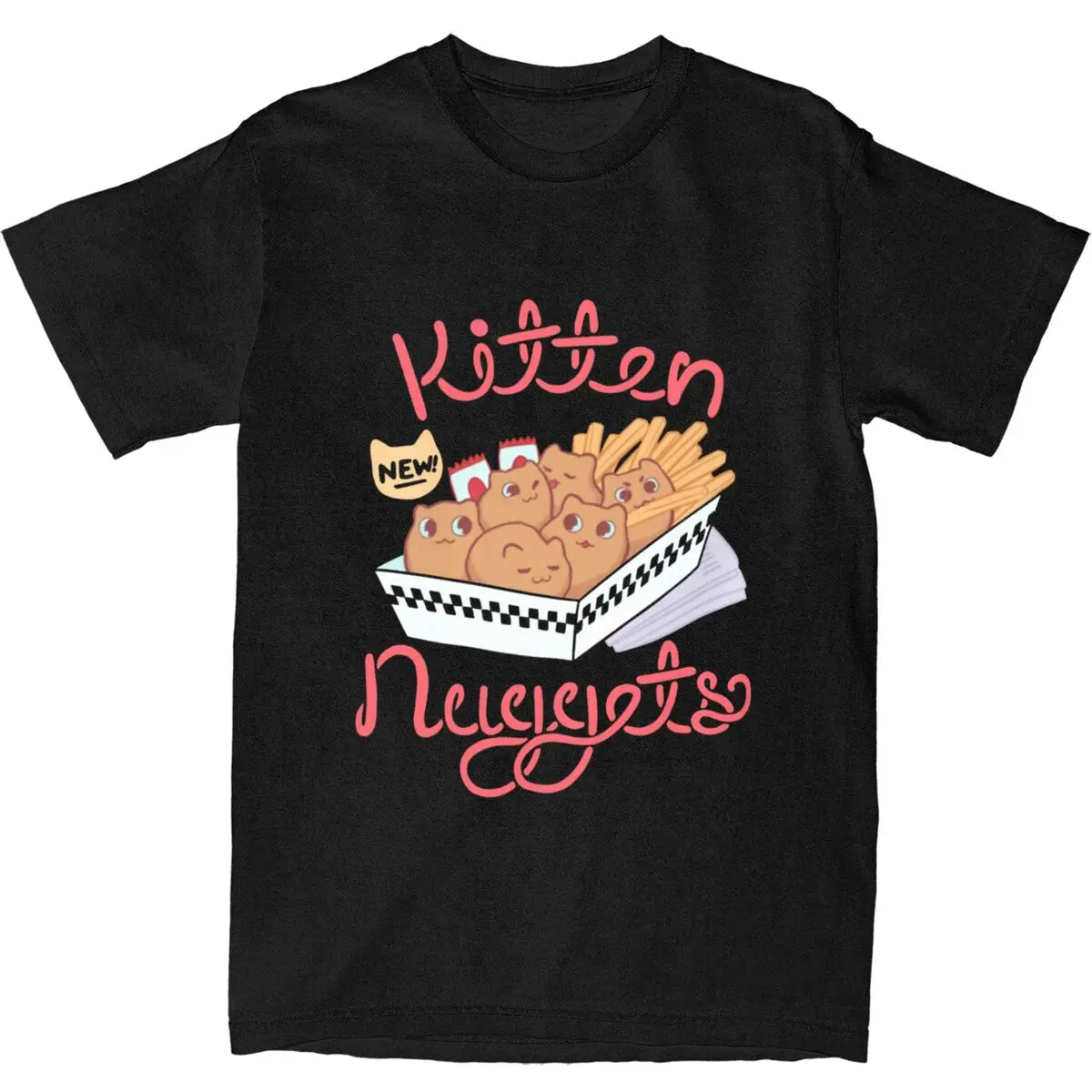 Kitten Nuggets T-Shirt animals Harajuku T-Shirts Short Sleeve Y2K Retro Tops Summer Cotton Crew Neck Oversize Clothing