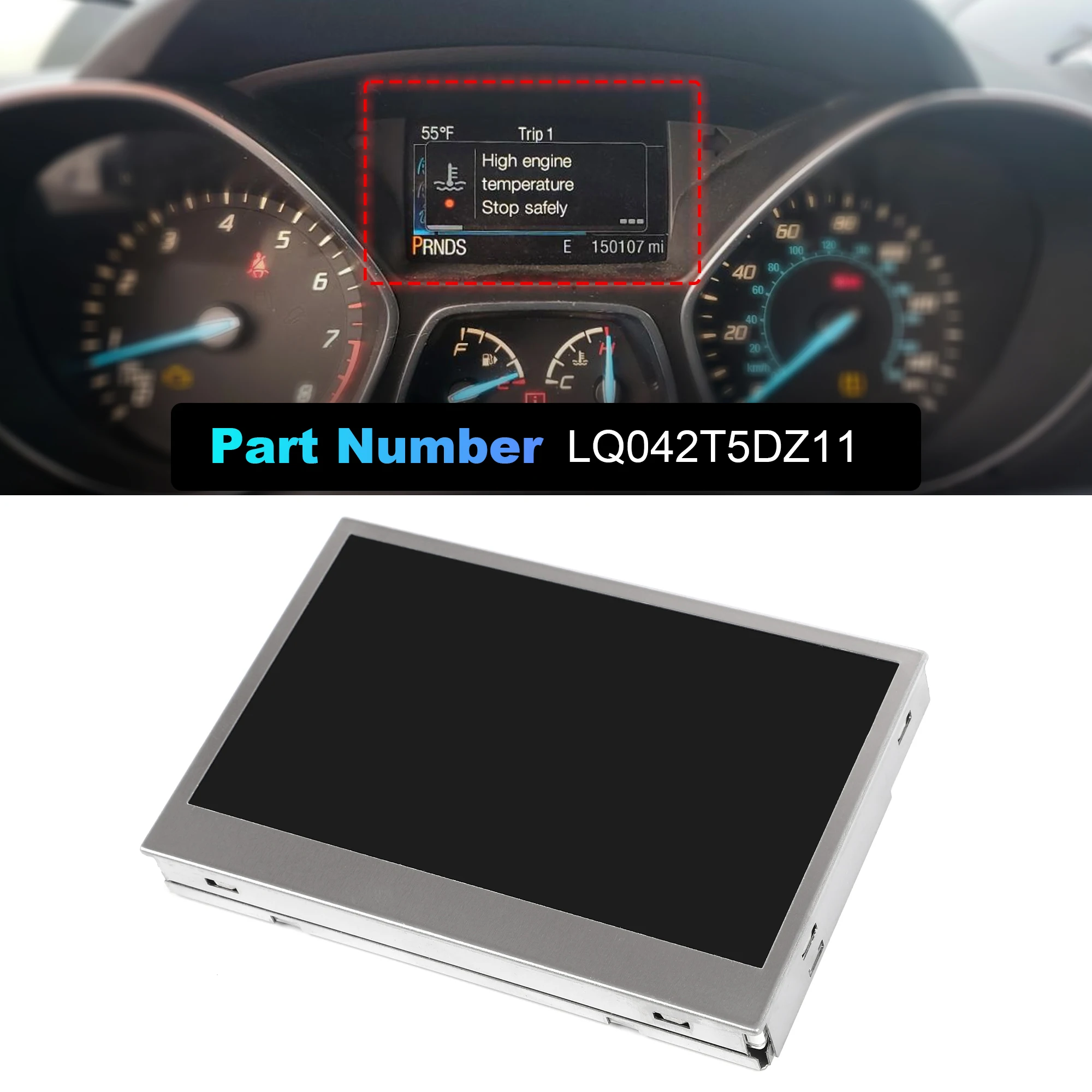 LCD Display Color Screen For 2013-2016 Ford Focus Escape Speedometer Part Number: LQ042T5DZ11