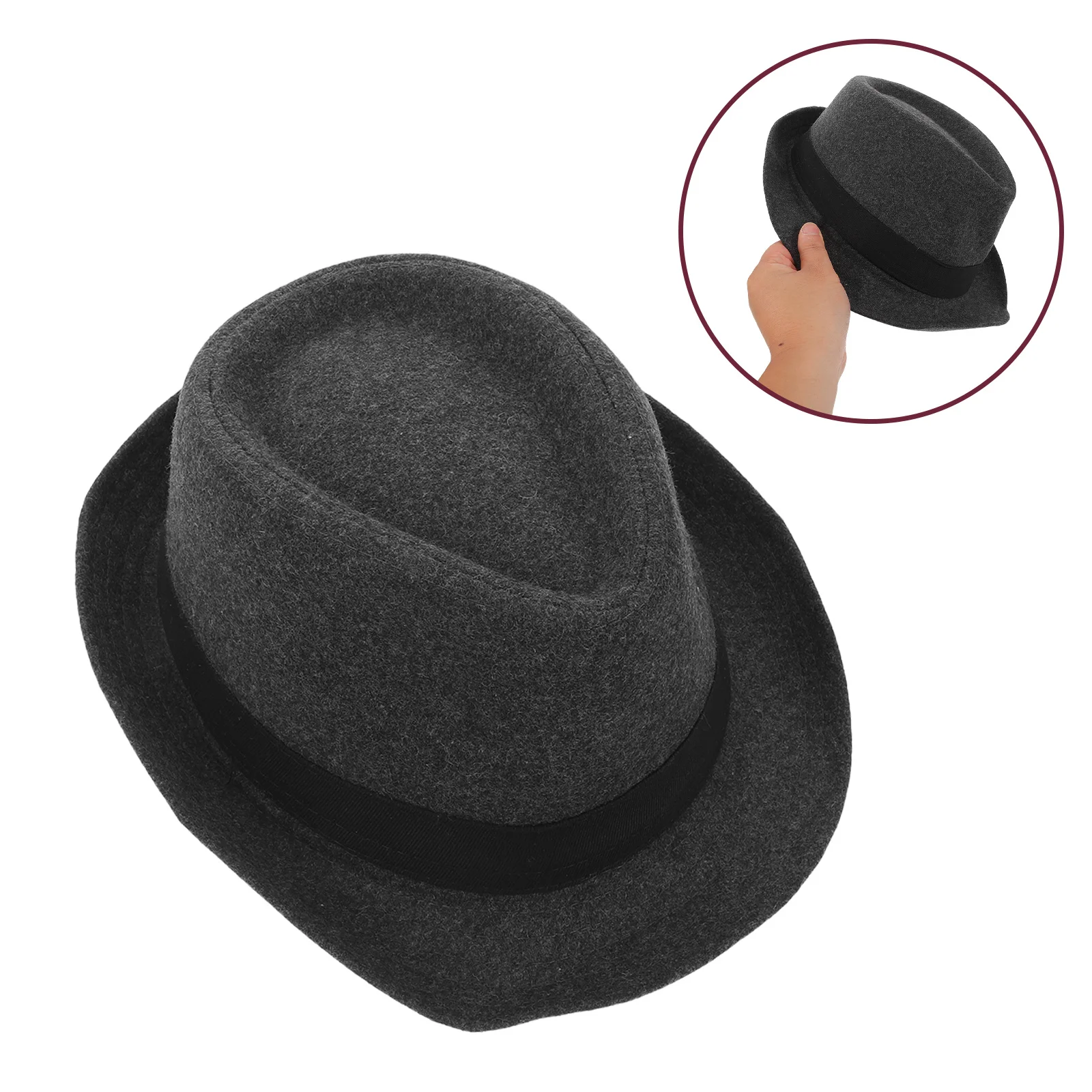 

Jazz Fedora Hat: Dark Grey Flat Top Brim For Men Women Vintage British Style Trilby Lightweight Classic Bowler Cap For