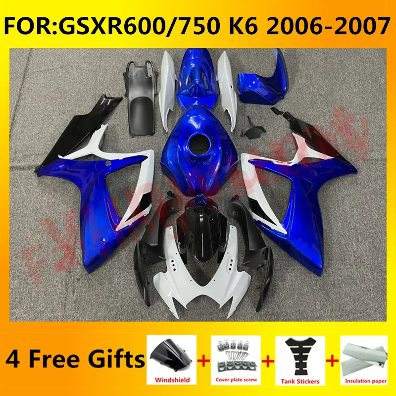 

Новый комплект обтекателей для мотоцикла ABS Подходит для GSXR600 750 06 07 GSXR 600 GSX-R750 K6 2006 2007 полный обтекатель комплекты синий белый