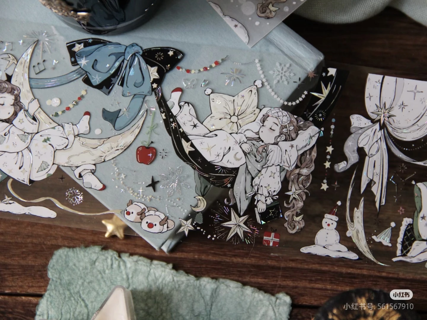 شريط لطيف للفتيات الساحرة الصغيرة للحيوانات الأليفة، مجموعة قصص الأحلام الشتوية، شخصيات فضية ورقية