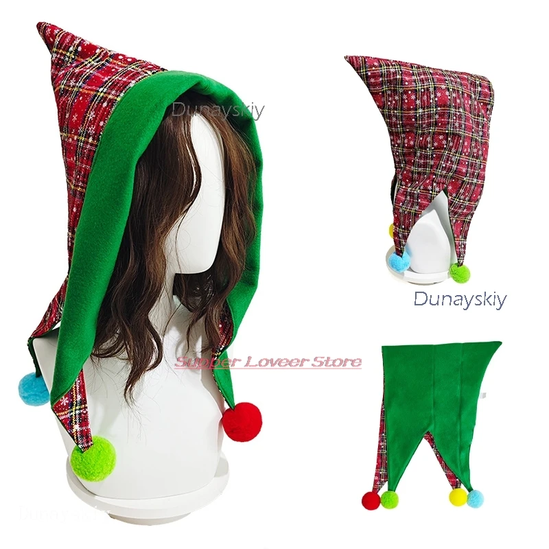 عيد الميلاد تأثيري أنيمي عيد الميلاد قزم قبعة الرجعية منقوشة الأحمر الأخضر مخطط قبعة عيد الميلاد كرات الديكور عيد ميلاد disfraz mujer #1