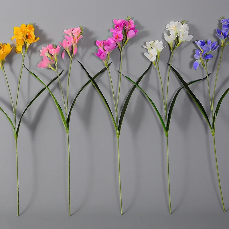Simulación de 2 vestidos, rama de Cymbidiums, flores falsas de tacto Real, decoración de auditorio, flor púrpura de vainilla Artificial, decoración de oficina