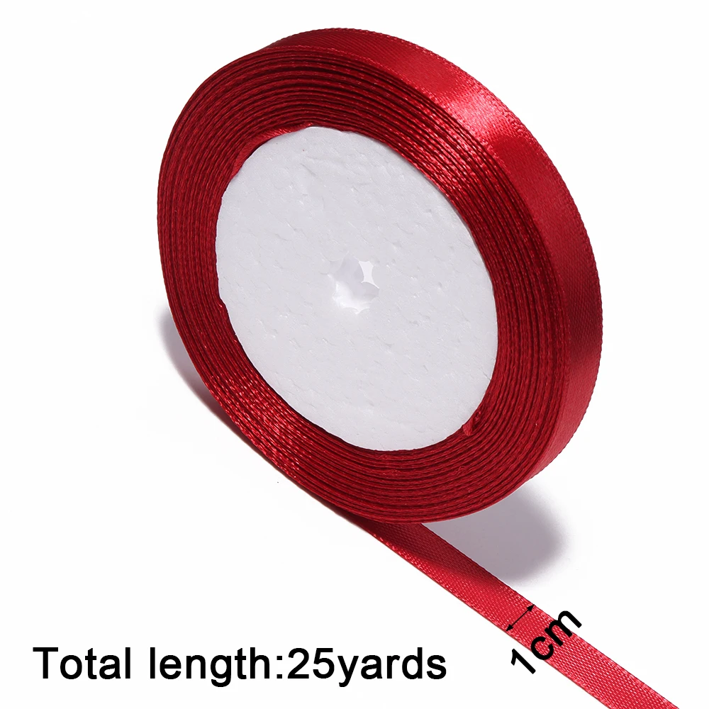 25 Yards/Rolle 6mm Seidensatinbänder für Weihnachten, Halloween, Geburtstag, Geschenkverpackung, DIY Handarbeitsmaterial – Detail 1