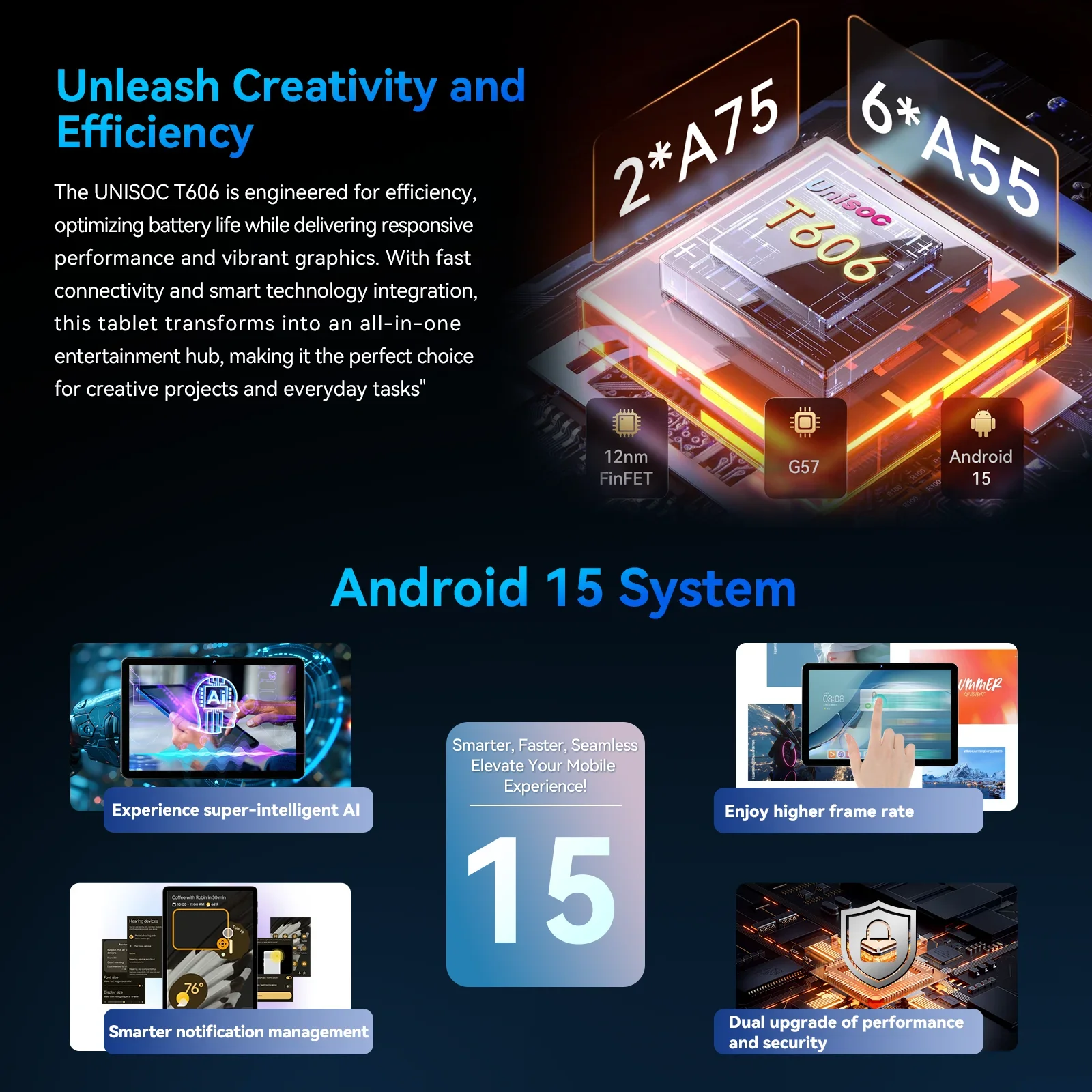 Headwolf-Tablette WiFi Android 15, WPad6, 10.1 pouces, FHD, 1920x1200, 4 + 4 Go de RAM + 128 Go, Dean, Widevine L1, 6000mAh