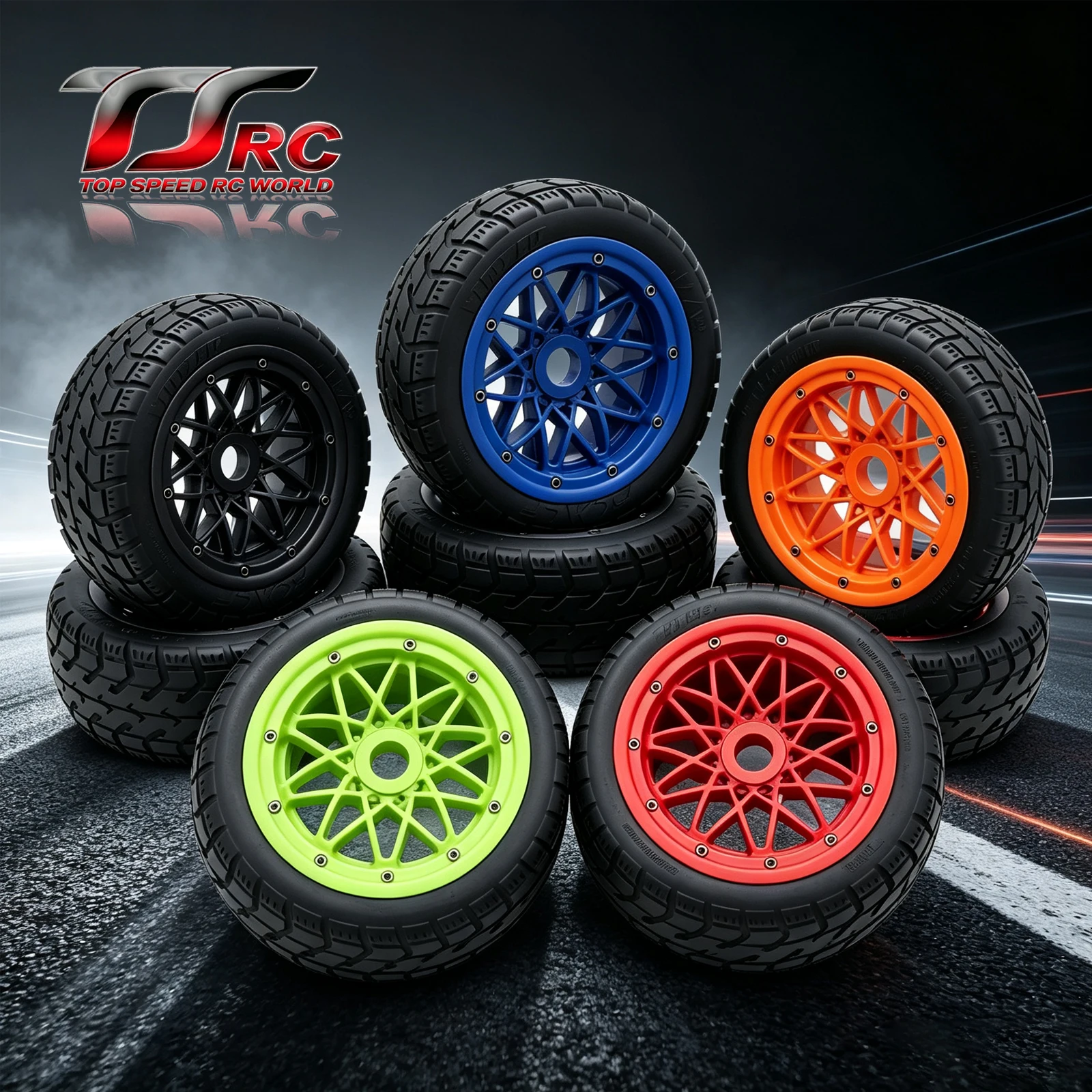 Upgraded 1/5 RC Car on-Road Front or Rear Tires Wheel Kit for HPI ROVAN ROFUN KM BAJA 5B Parts