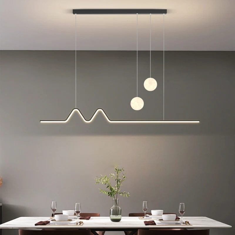 Imagem -06 - Modern Led Pendant Lamp Restaurant Lights Dimmable Dining Table Cozinha Minimalista Lustre Preto e Branco Home Decor