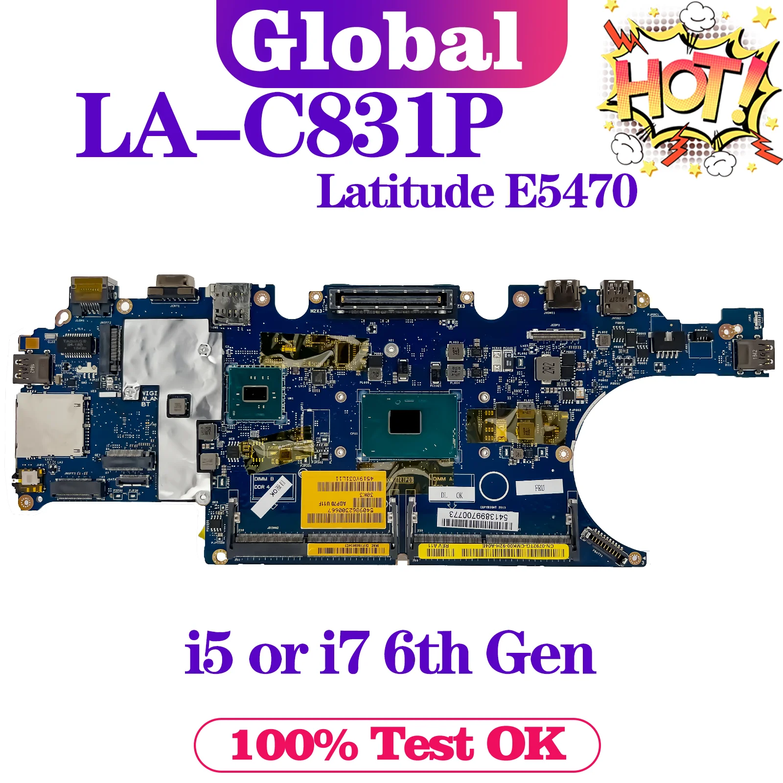 KEFU LA-C831P Mainboard For Dell Latitude E5470 Laptop Motherboard i5 i7 6th Gen